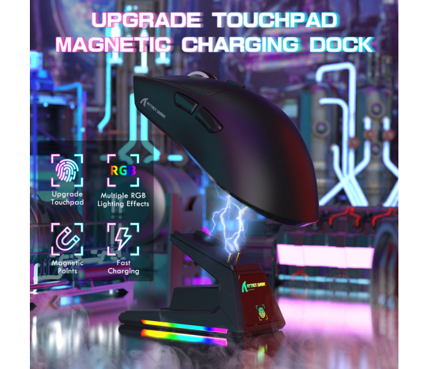 Attack Shark X1 Touchpad PAW3395PRO Omron czarna ze stacją ładującą 6972792470948 - 1349825 - zdjęcie 4